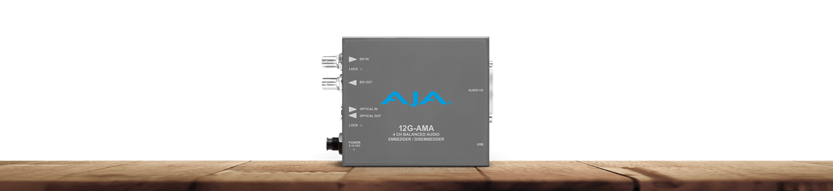 AJA 12G-AMA-T 4-Channel 12G-SDI balanced analog audio Embedder/Disembedder with Single LC Fiber Transmitter, 8 XLR connectors