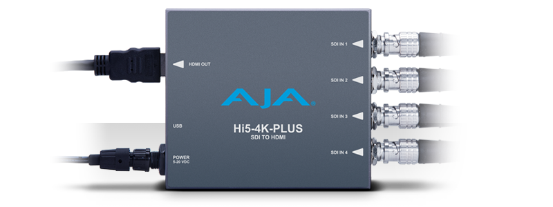 AJA Hi5-4K-Plus 4x 3G-SDI to HDMI 2.0 with up to UltraHD 60p, also Supports HD-SDI to HD-HDMI