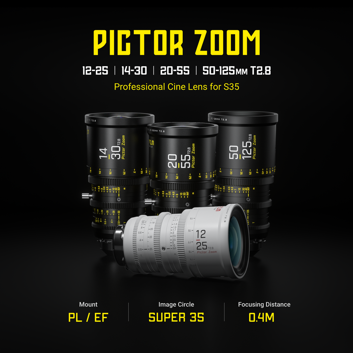 DZOFilm Pictor 50-125mm T2.8 Super35 Parfocal Zoom Lens (PL Mount and EF Mount)
