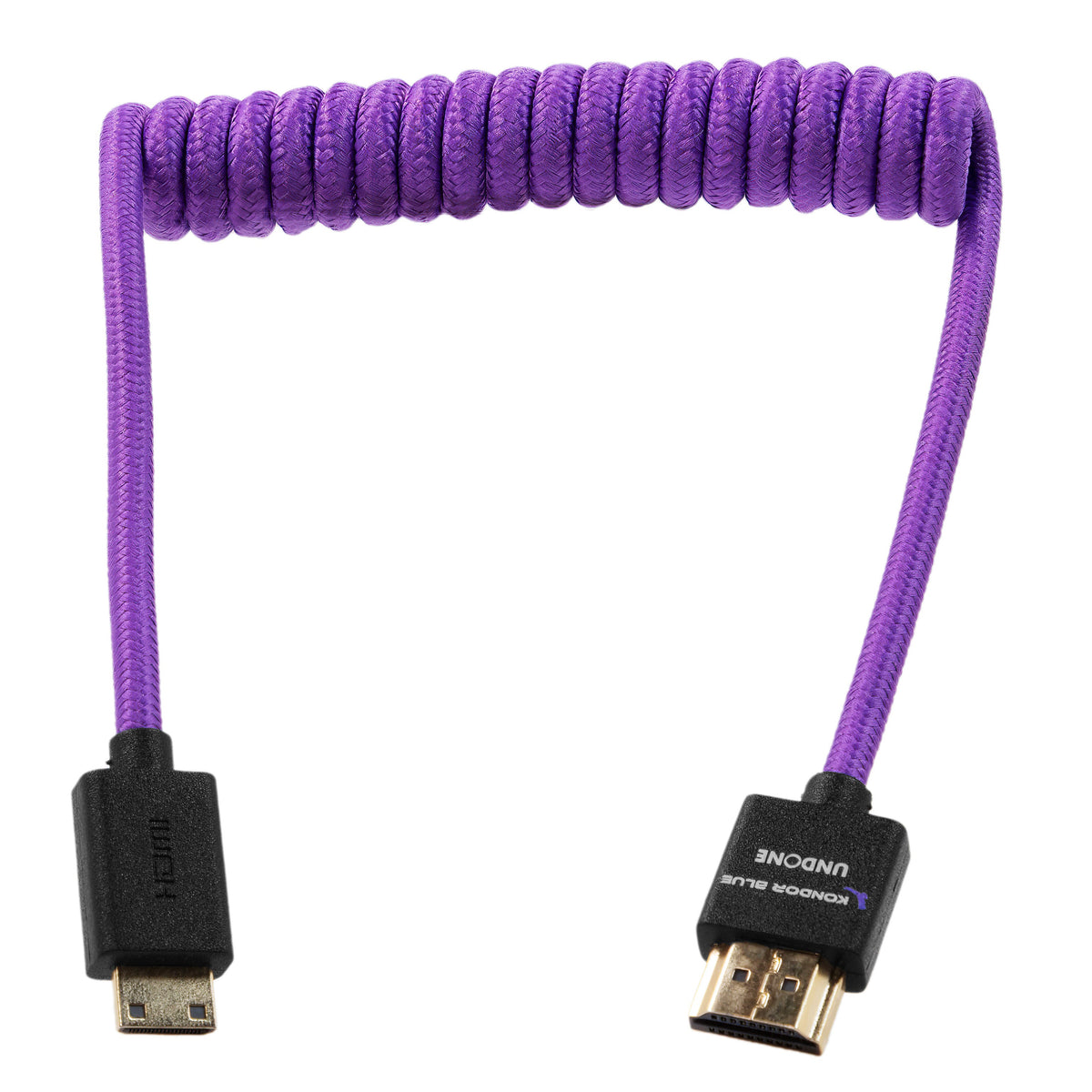 Kondor Blue Gerald Undone MK2 Mini HDMI to Full HDMI Cable 12"-24" Coiled (Purple)