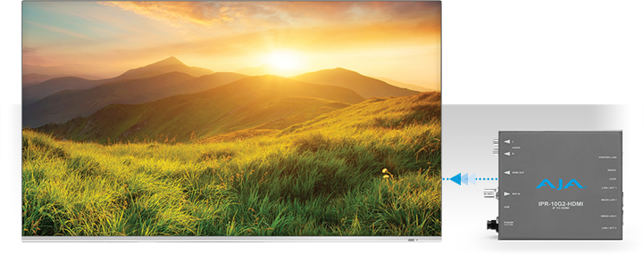 AJA IPR-10G2-HDMI Single Channel SMPTE ST 2110 Video and Audio IP Decoder to HDMI 1.4b (HD) with Hitless Switching