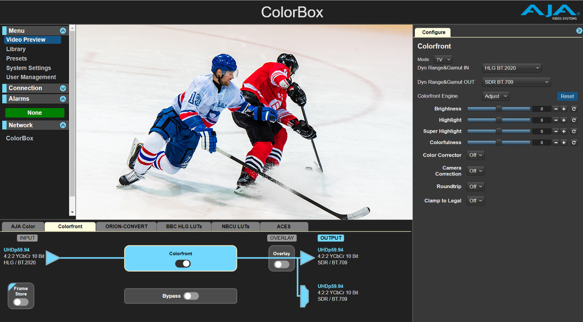 AJA Colorfront License Perpetual License: Optional Colorfront license for ColorBox and OG-ColorBox