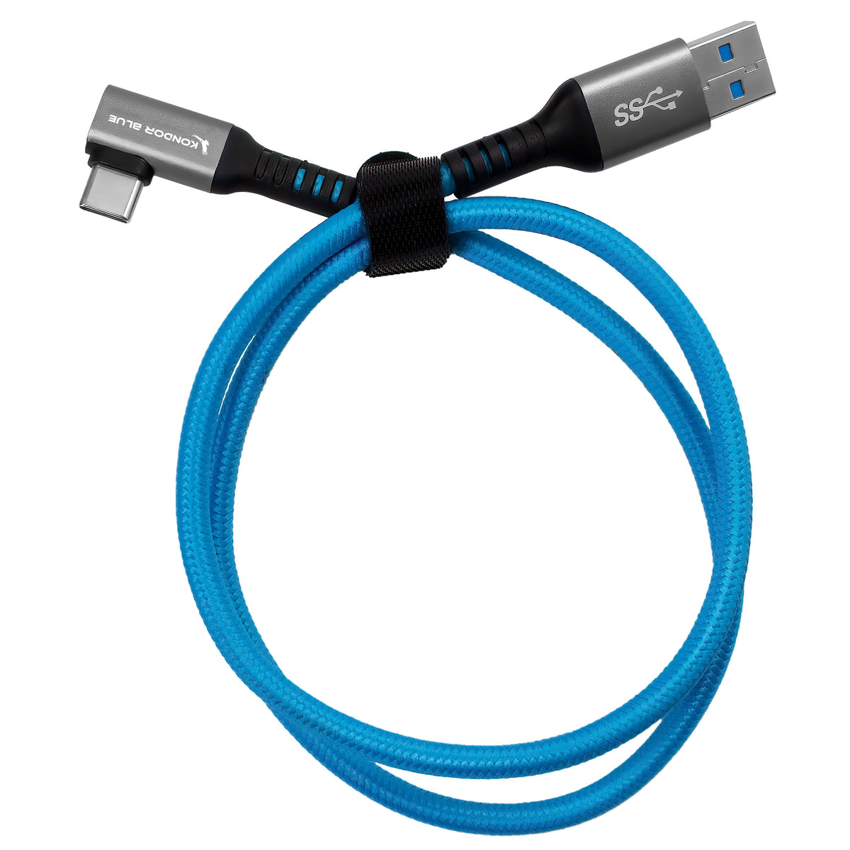 Kondor Blue USB A TO USB C RIGHT ANGLE HIGH SPEED DATA AND POWER CABLE 3A 60W 5G