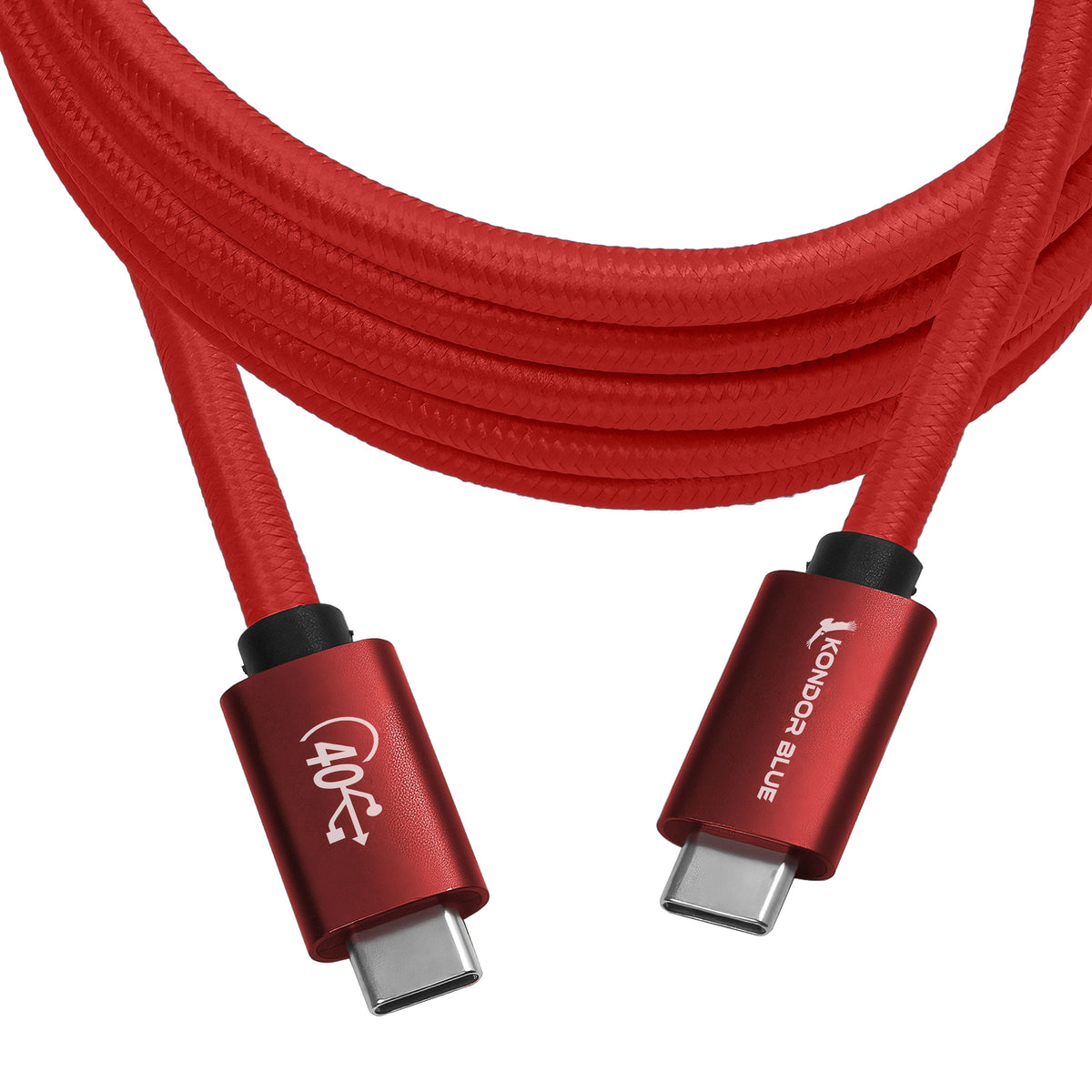 Kondor Blue THUNDERBOLT 4 USB 4.0 TYPE C CABLE BLAZING 40G SPEEDS 5A 100W STRAIGHT 3ft