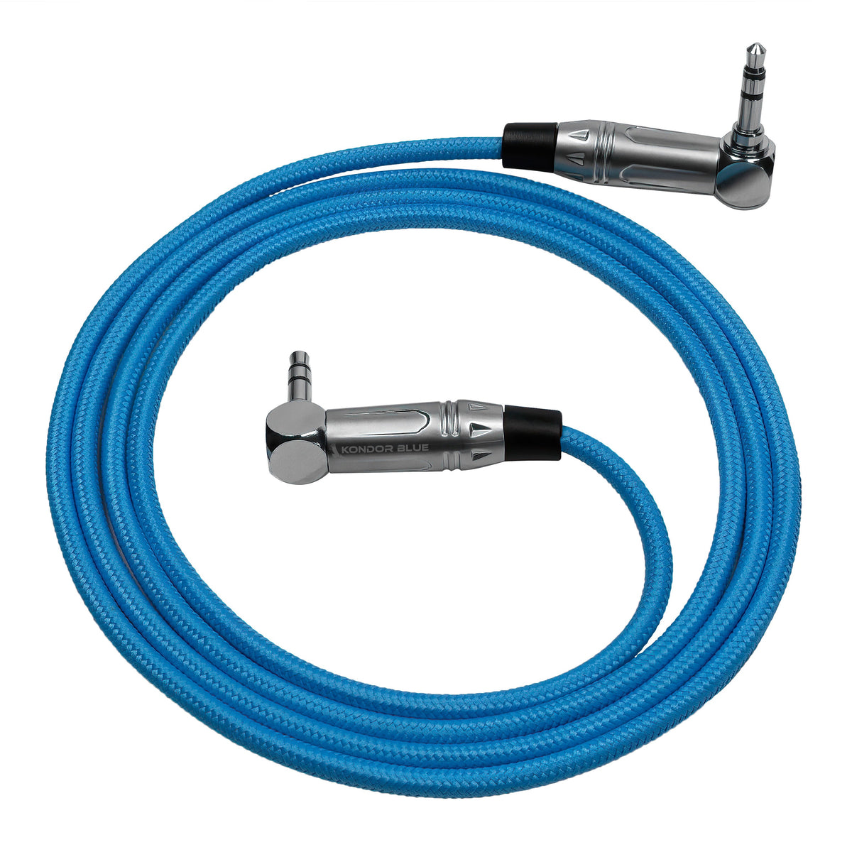 Kondor Blue 48" 3.5mm Right Angle TRS Stereo Audio Cable (48" Straight)