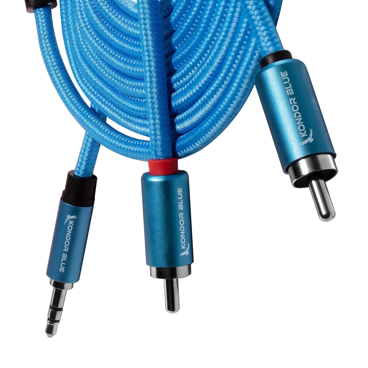 Kondor Blue 6ft Dual Male RCA to 3.5mm Stereo Mini TRS Audio Cable