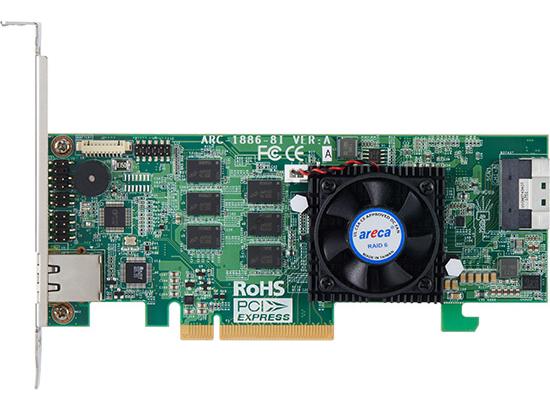 Areca 8-Ports PCIe Gen 4.0 Tri-Mode RAID Adapters ( W/SFF-8654 8i to 2x 8654 4i Cable)