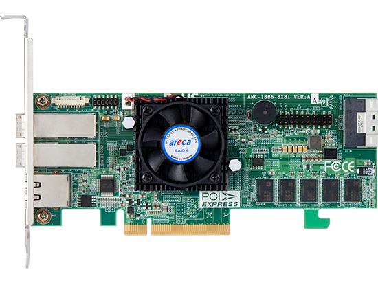 Areca 16-Ports(8 Int/8 Ext) PCIe Gen 4.0 Tri-Mode RAID Adapters ( W/ 8654 to 2x 8654 4i cable)