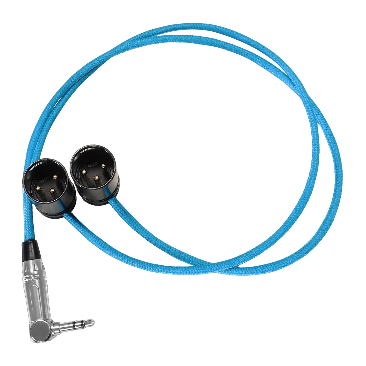 Kondor Blue 16" Straight Dual Low Profile Right Angle XLR to Single Stereo 3.5mm TRS