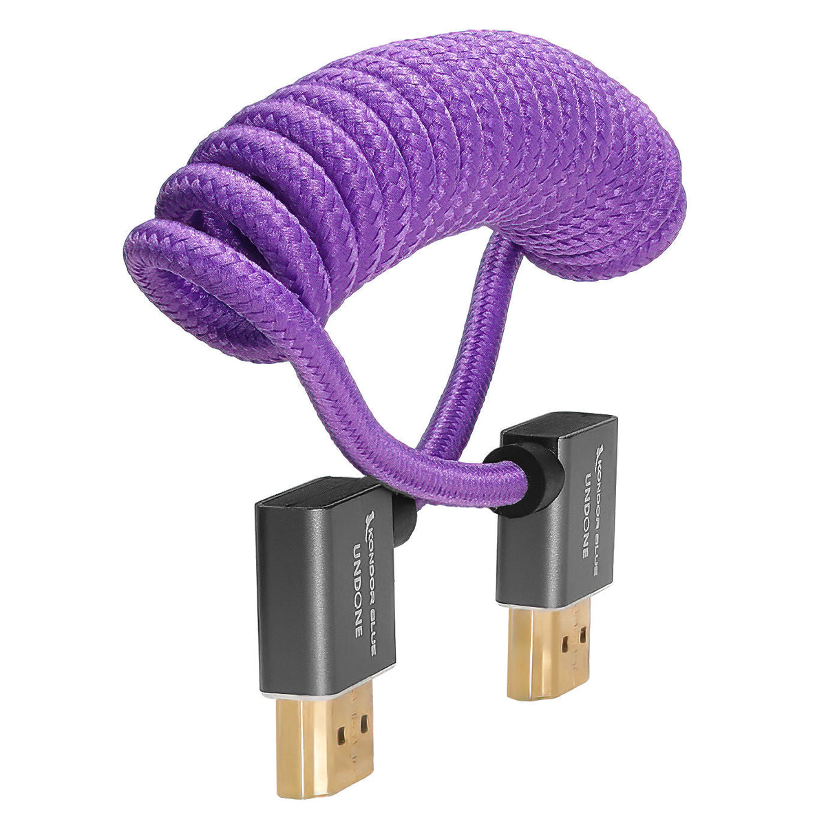 Kondor Blue GERALD UNDONE Right Angle Full HDMI Cable 12"-24" Coiled (Purple)