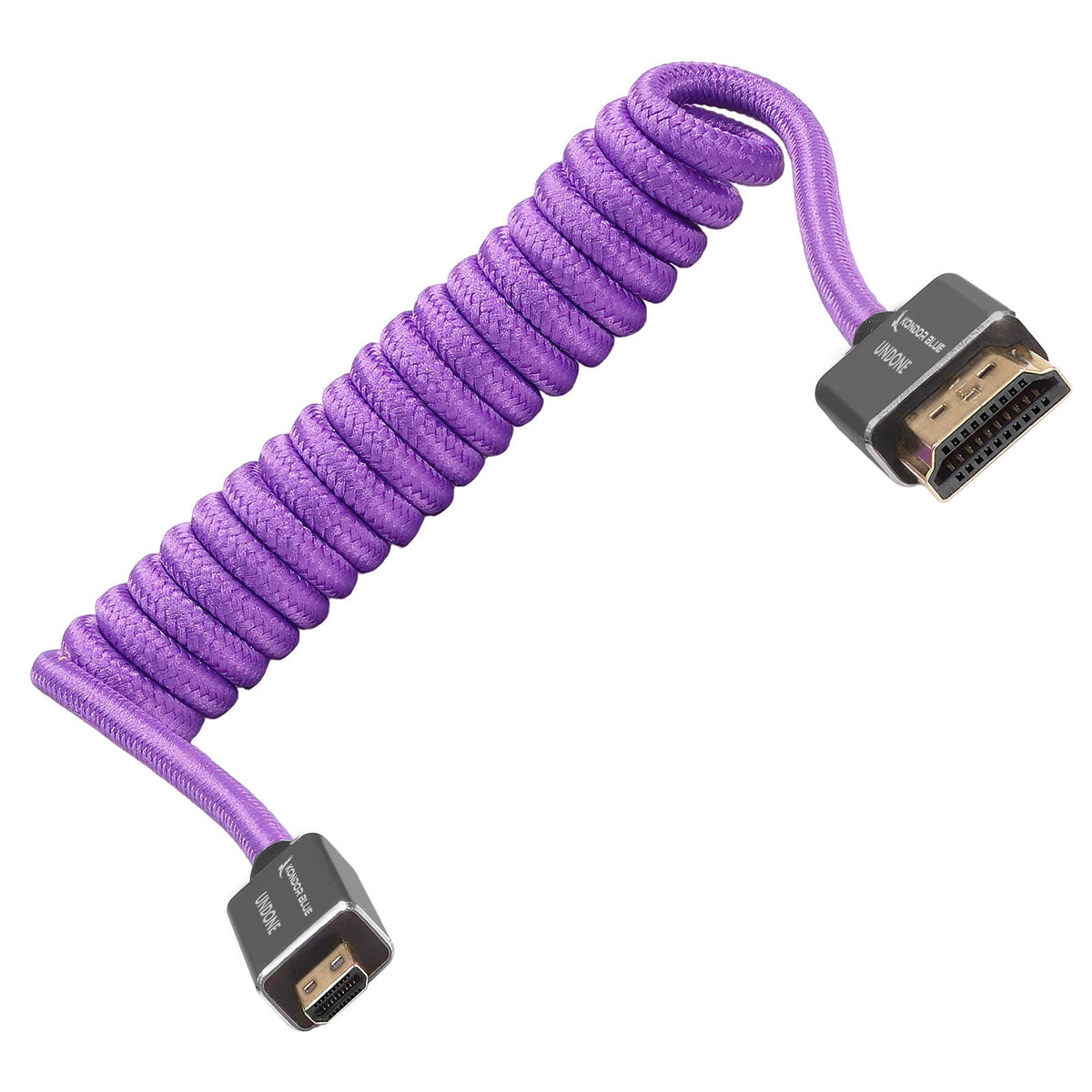 Kondor Blue Gerald Undone MK2 Micro HDMI to Full HDMI Cable 12"-24" Coiled (Purple)