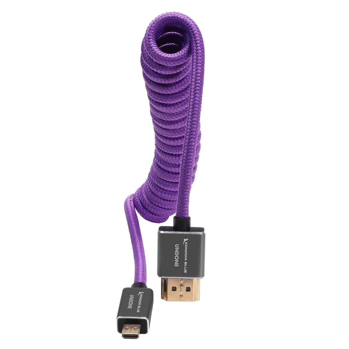 Kondor Blue Gerald Undone MK2 Micro HDMI to Full HDMI Cable 12"-24" Coiled (Purple)