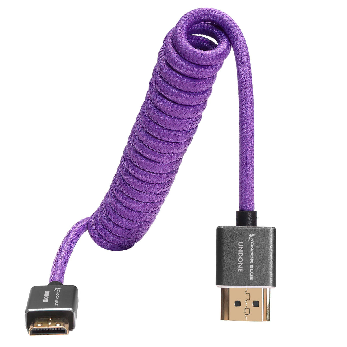 Kondor Blue Gerald Undone MK2 Mini HDMI to Full HDMI Cable 12"-24" Coiled (Purple)