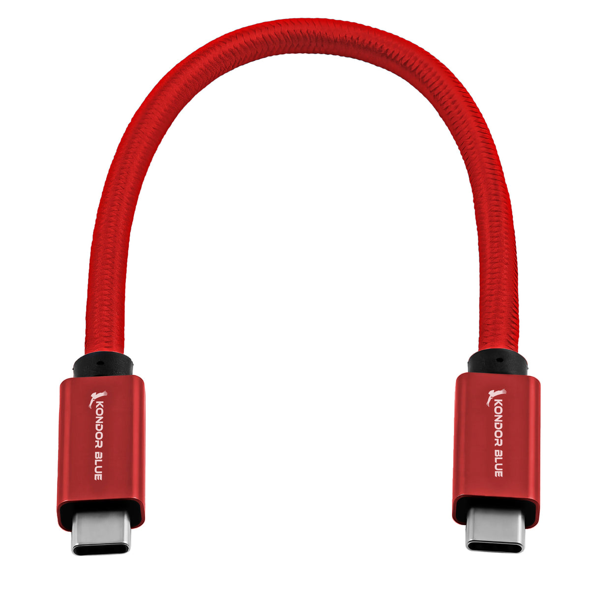 Kondor Blue Dual Right Angle 12" USB-C Braided Cable for 8K Data and Power Delivery