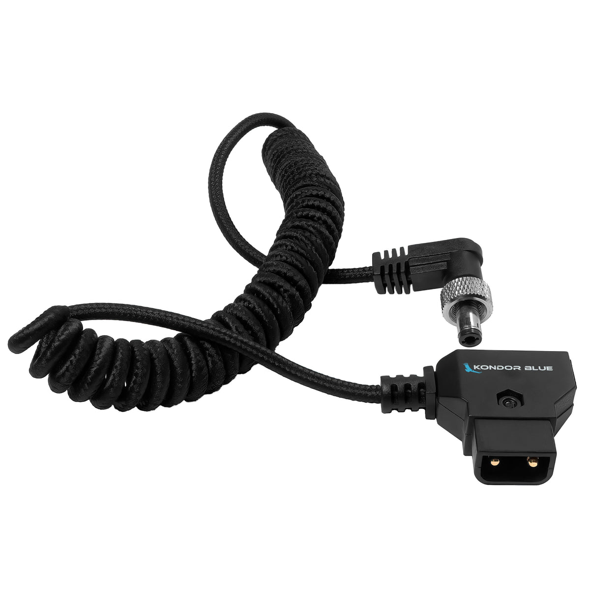 Kondor Blue Coiled D-Tap to Locking DC 2.5mm Right Angle Cable (Amaran)