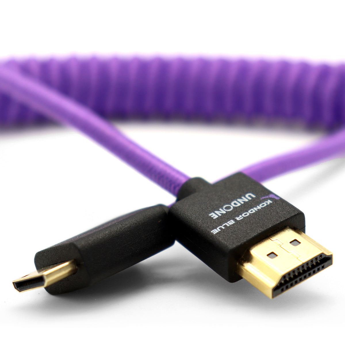 Kondor Blue Gerald Undone MK2 Mini HDMI to Full HDMI Cable 12"-24" Coiled (Purple)