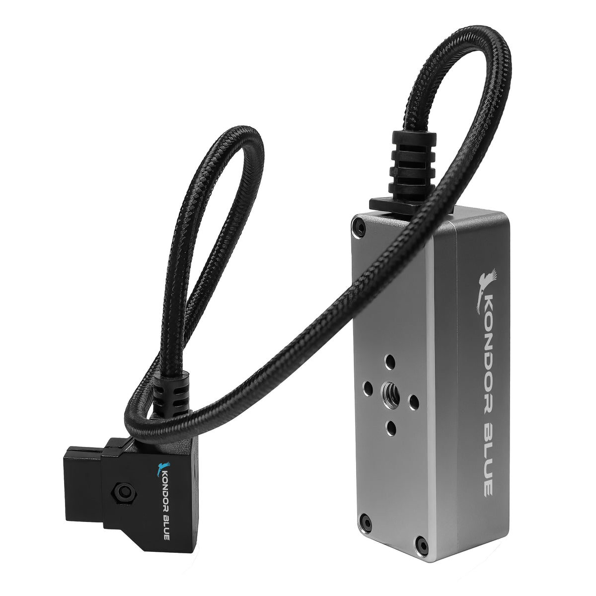Kondor Blue 12V Metal D-Tap Hub Voltmeter 4 Way Port Power Tap Splitter (1/4"-20 Threads)