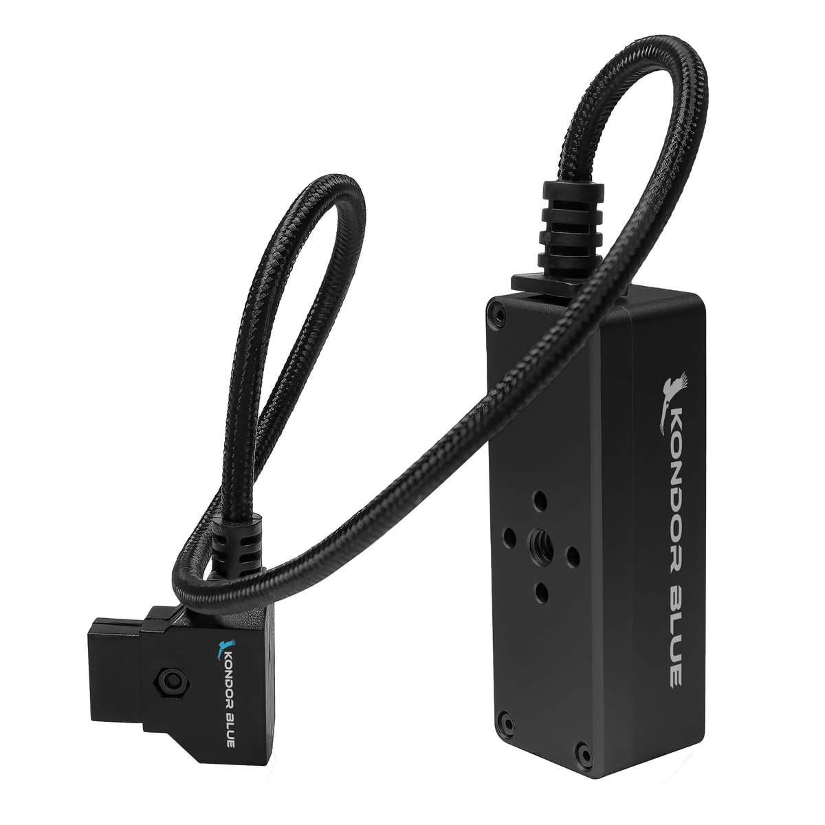 Kondor Blue 12V Metal D-Tap Hub Voltmeter 4 Way Port Power Tap Splitter (1/4"-20 Threads) (Raven Black)