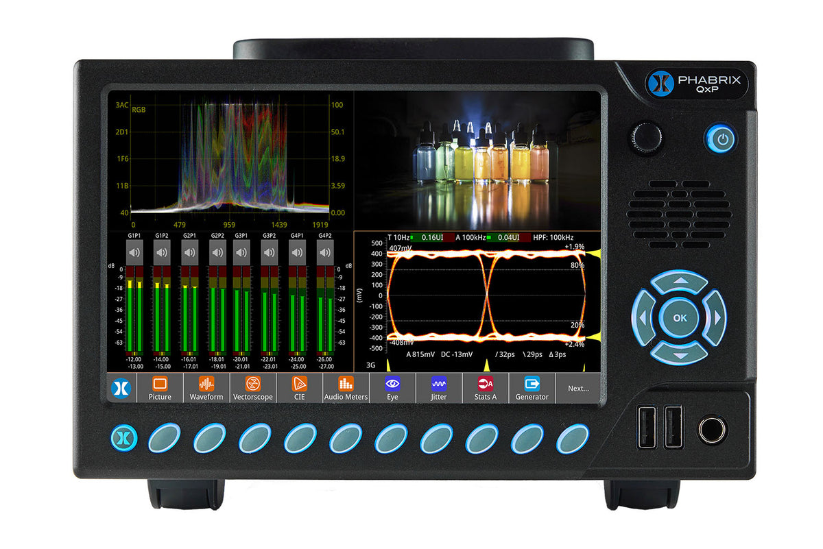 Phabrix PHQXP01-3G-V QxP 3U SD*/HD/2K 10GbE IP/SDI Waveform Monitor/Analyser, V-mount