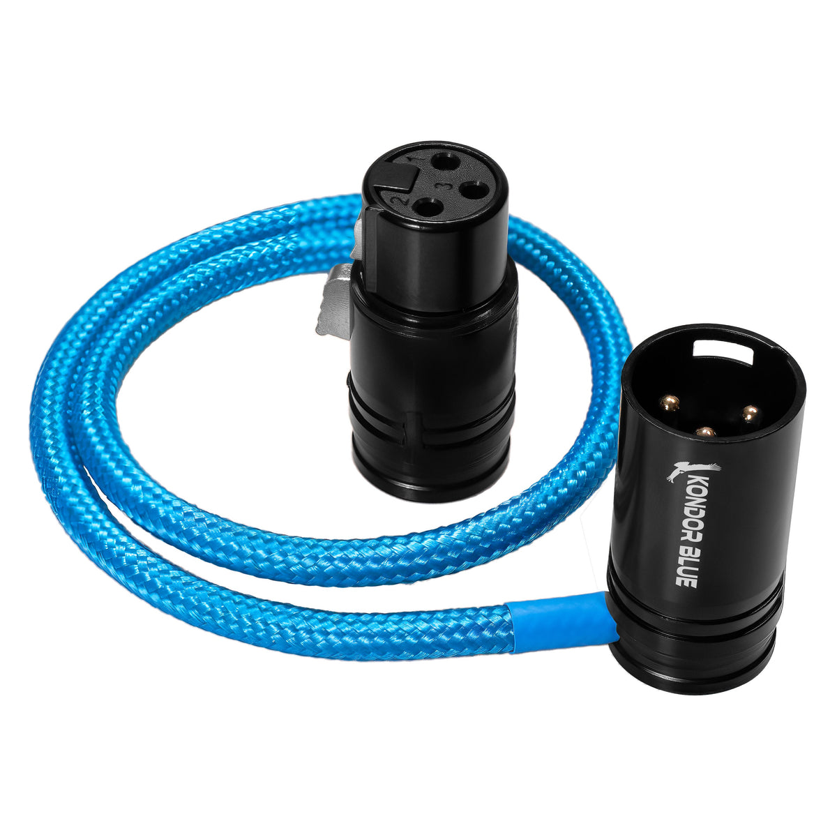 Kondor Blue Straight Low Profile Right Angle XLR Cable (Raven Black)