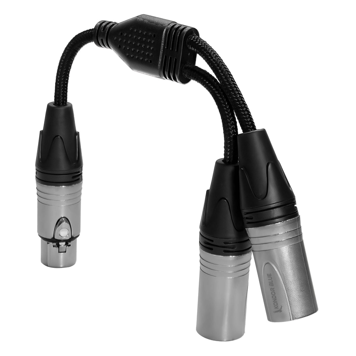 Kondor Blue Dual Male XLR To Female XLR Audio Y Splitter Cable (Raven Black)