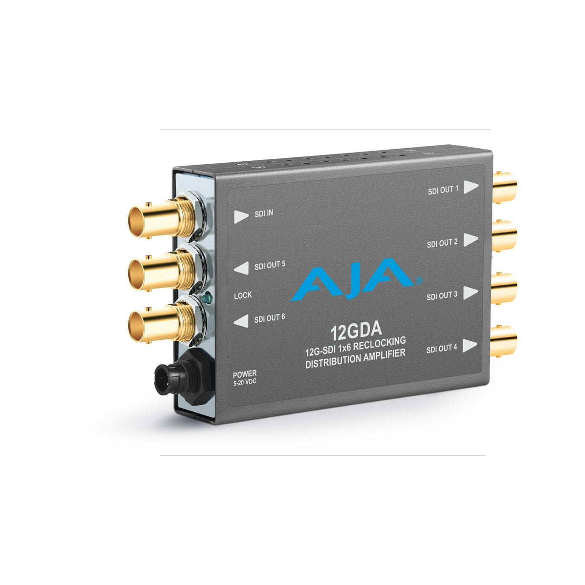 AJA 12GDA 1x6 12G HD/SD SDI Reclocking Distribution Amplifier, 120M 12G Cable Equalization