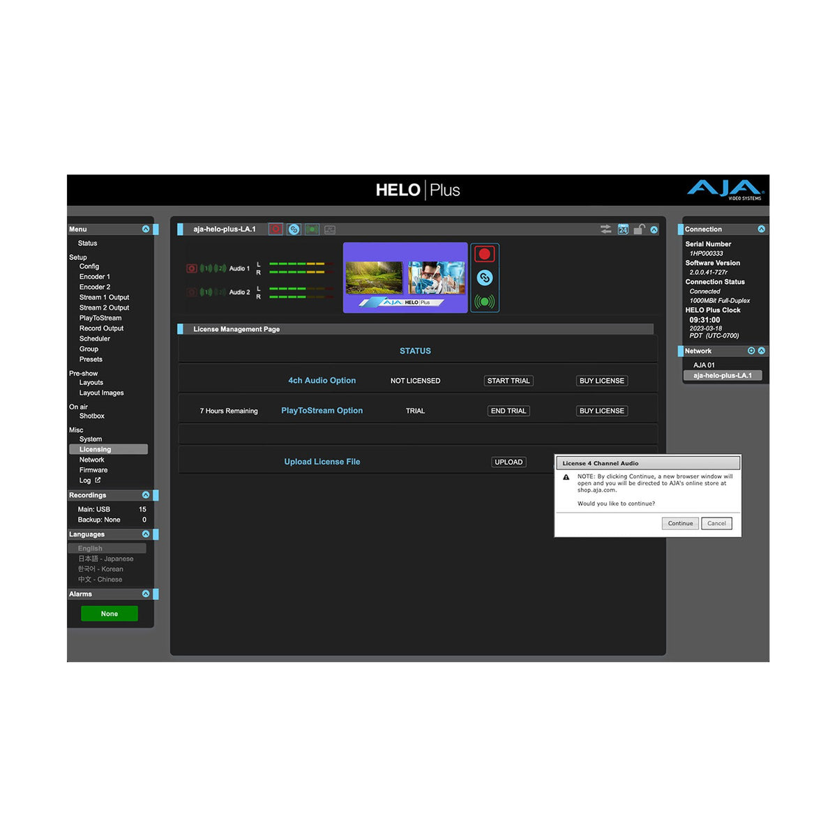 AJA 4-Channel Audio Option Expands Available Audio Channels for Streaming and Recording from 2 to 4