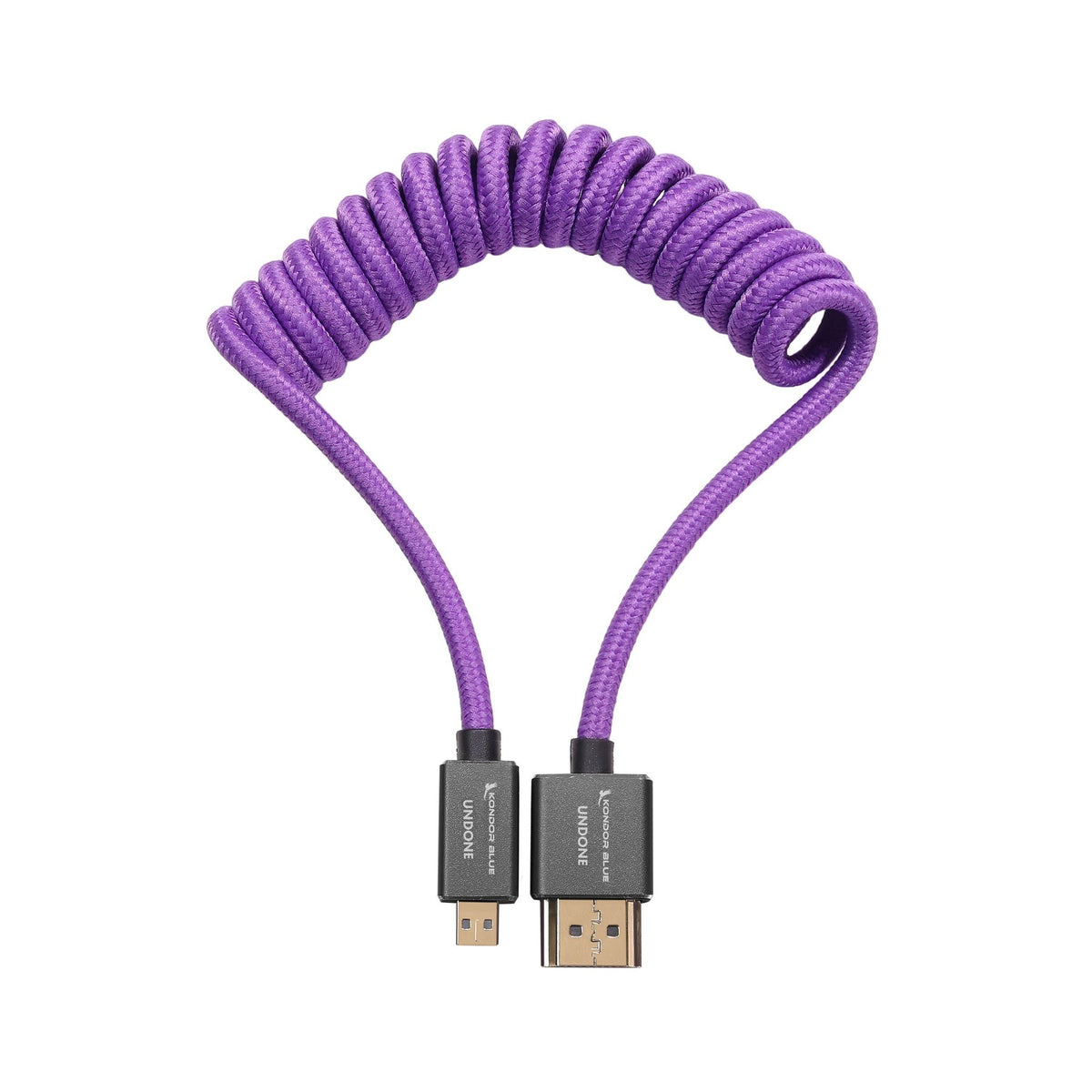 Kondor Blue Gerald Undone MK2 Micro HDMI to Full HDMI Cable 12"-24" Coiled (Purple)