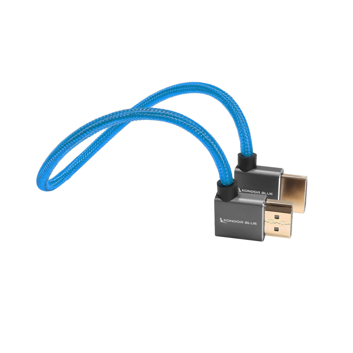 Kondor Blue 12" Right Angle to Left Angle Full HDMI Straight Cable