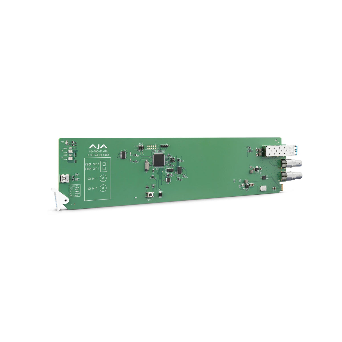 AJA OG-FiDO-2T-12G 2-Channel 12G-SDI/ST Single Mode LC Fiber Transmitter, DashBoard Support