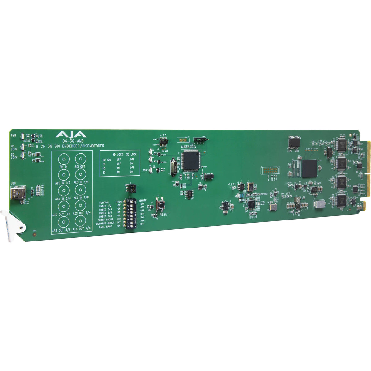 AJA OG-3G-AMD 3G-SDI 8-Channel 24-bit AES Embedder/Disembedder, DashBoard Support