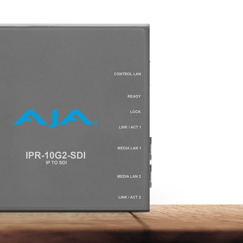 AJA IPR-10G2-SDI Single Channel SMPTE ST 2110 Video and Audio IP Decoder to 3G-SDI (HD) with Hitless Switching