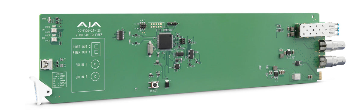AJA OG-FiDO-2T-12G 2-Channel 12G-SDI/ST Single Mode LC Fiber Transmitter, DashBoard Support