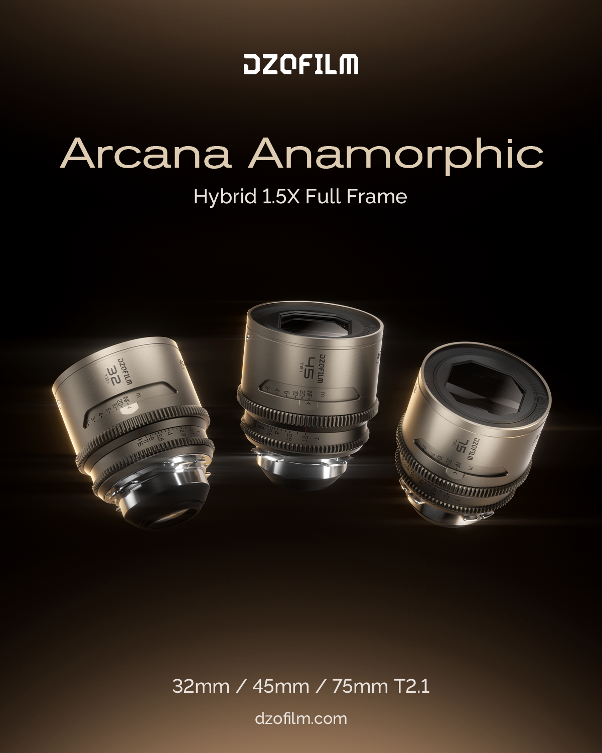 DZOFilm Arcana 32mm T2.1 Full-Frame 1.5X Hybrid Anamorphic Prime Lens (PL Mount, Feet)