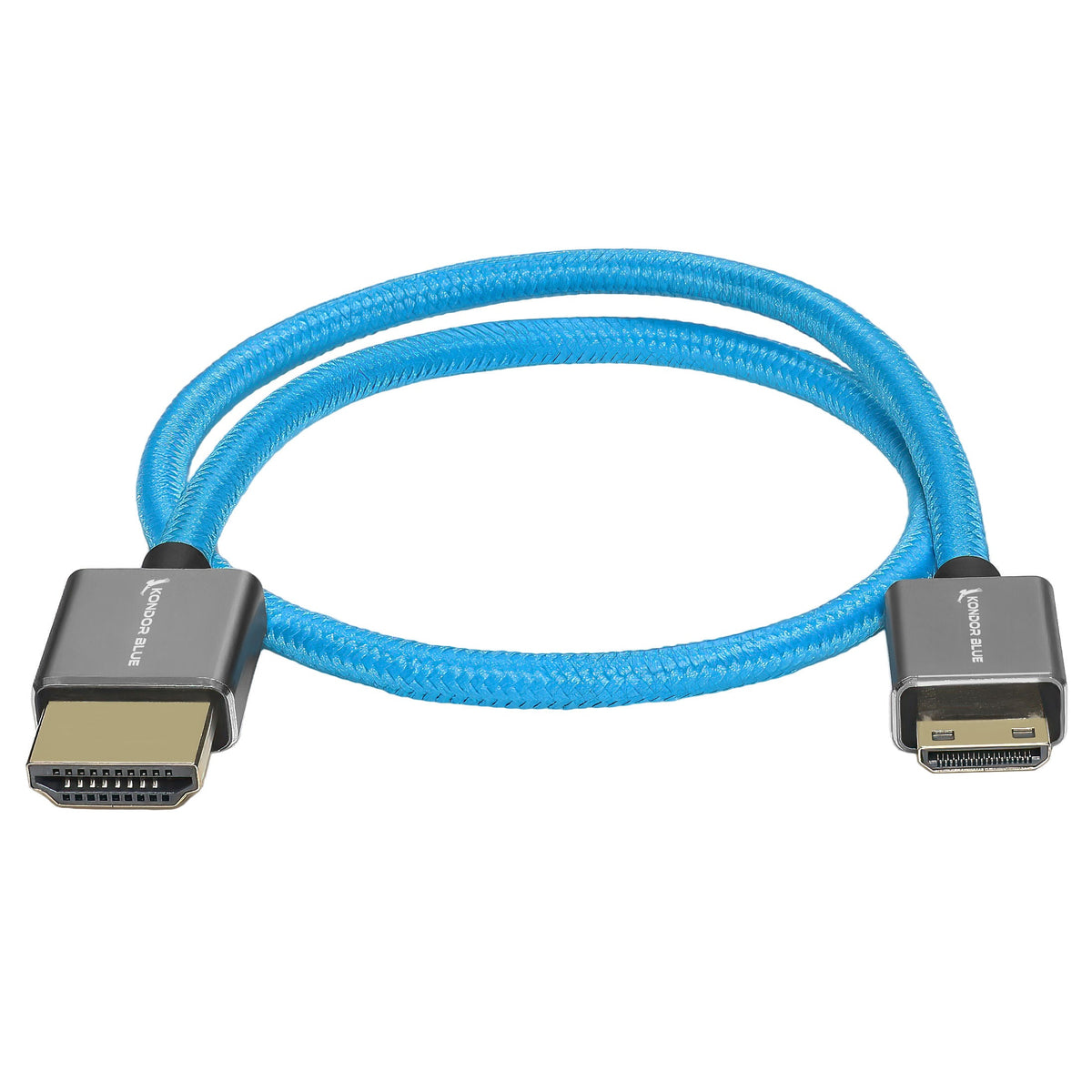 Kondor Blue Mini HDMI to Full HDMI 16" Straight Cable Braided