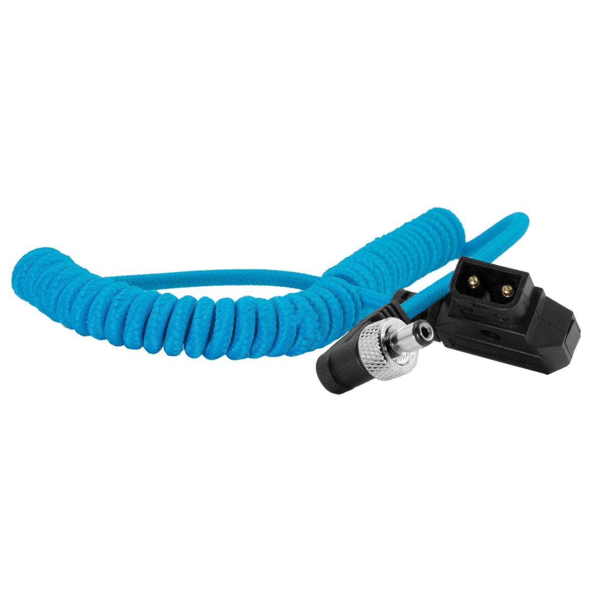 Kondor Blue Coiled D-Tap to Locking DC 2.5mm Right Angle Cable (Amaran)