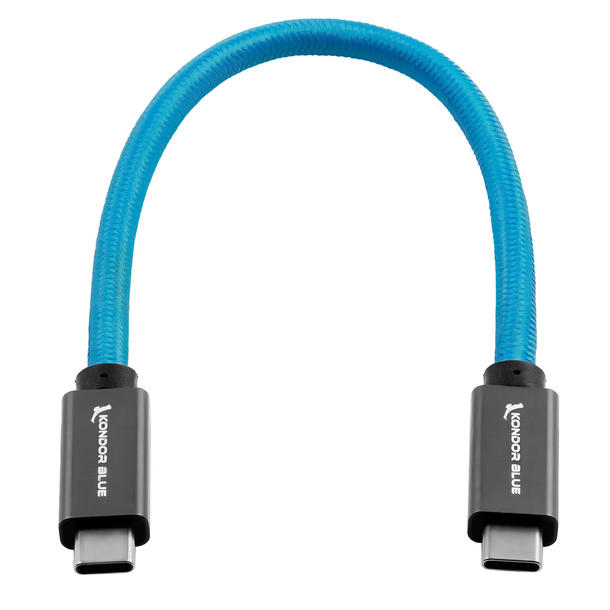 Kondor Blue USB C to USB C Cable for SSD Recording & Charging - 8K Data and Power Delivery (Right Angle) (12") (Raven Black)
