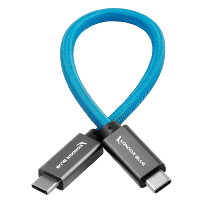 Kondor Blue USB C to USB C Cable for SSD Recording & Charging - 8K Data and Power Delivery (Dual Right Angle)(18")