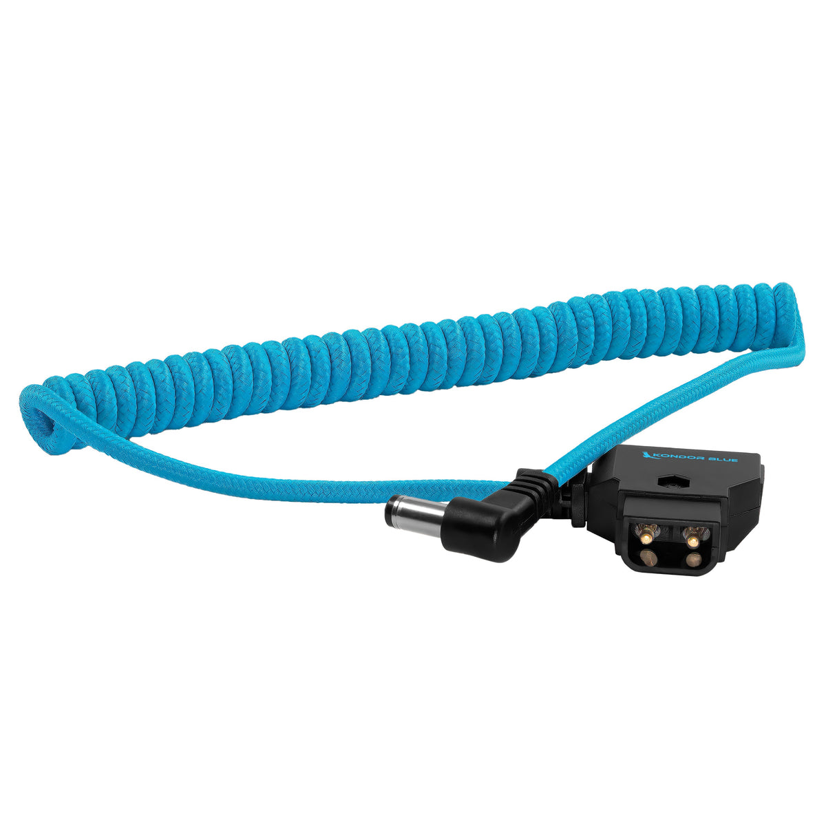 Kondor Blue D-Tap to DC Right Angle Coiled Cable (5.5 x 2.5mm) (Canon C70/Atomos) (Raven Black)