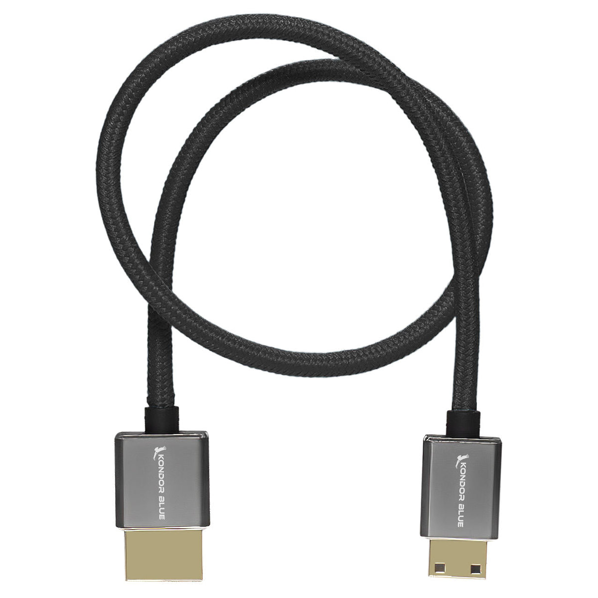Kondor Blue Mini HDMI to Full HDMI 16" Straight Cable Braided
