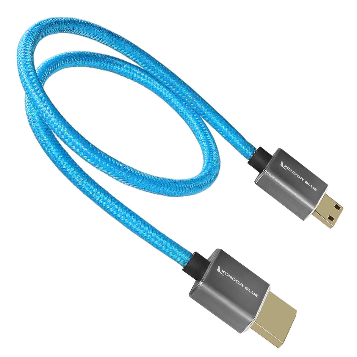 Kondor Blue Mini HDMI to Full HDMI 16" Straight Cable Braided