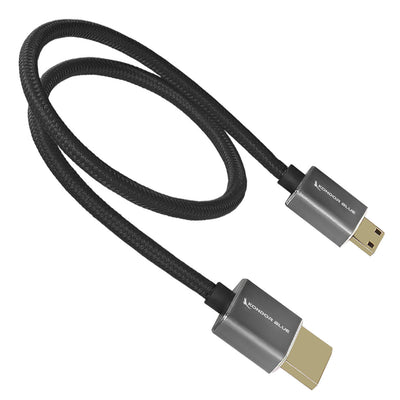 Kondor Blue Mini HDMI to Full HDMI 16" Straight Cable Braided