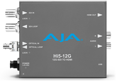 AJA HI5-12G-R-ST 12G-SDI to HDMI 2.0 Conversion with ST Fiber Receiver