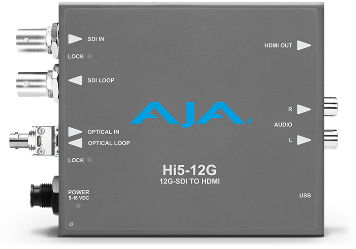 AJA HI5-12G-R-ST 12G-SDI to HDMI 2.0 Conversion with ST Fiber Receiver