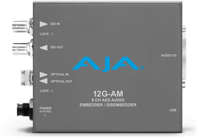 AJA 12G-AM 8-Channel 12G-SDI AES audio Embedder/Disembedder with Fiber Options, 8 XLR connectors
