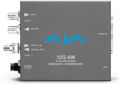 AJA 12G-AM-T 8-Channel 12G-SDI AES audio Embedder/Disembedder with Single LC Fiber Transmitter, 8 XLR connectors