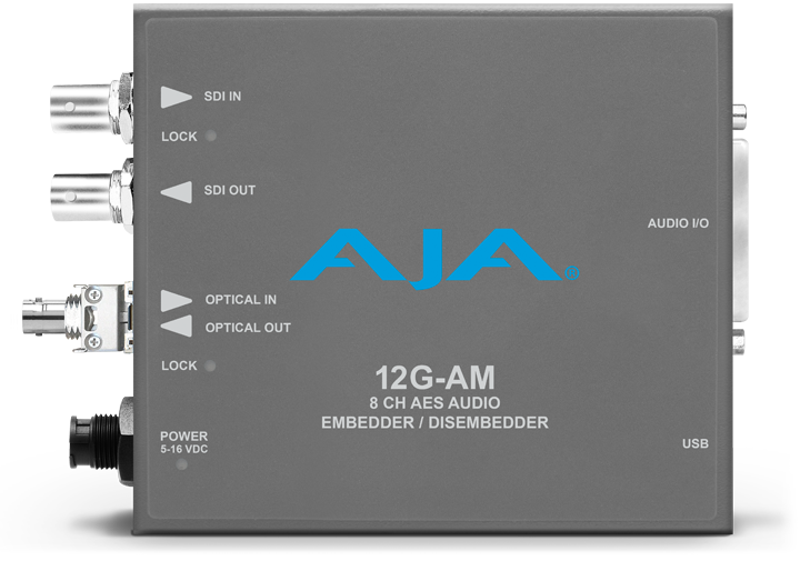 AJA 12G-AM-T 8-Channel 12G-SDI AES audio Embedder/Disembedder with Single LC Fiber Transmitter, 8 XLR connectors
