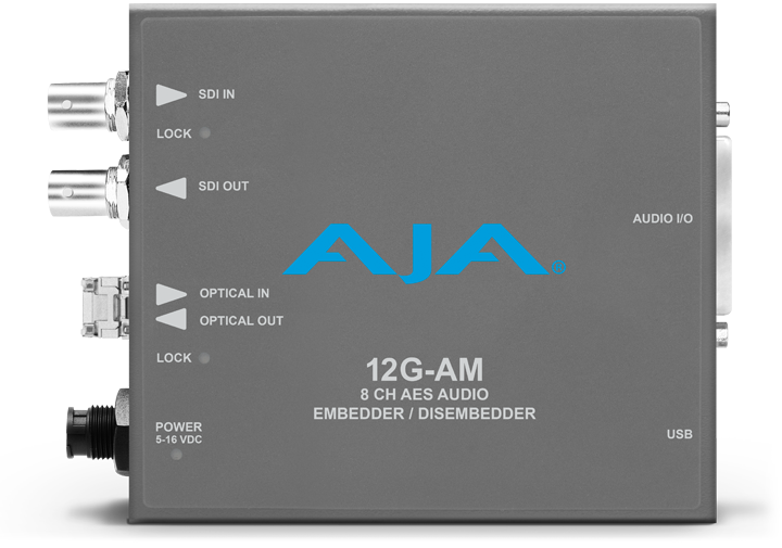 AJA 12G-AM 8-Channel 12G-SDI AES audio Embedder/Disembedder with Fiber Options, 8 XLR connectors