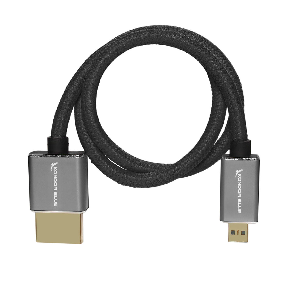 Kondor Blue Micro HDMI to Full HDMI 16" Straight Cable Braided