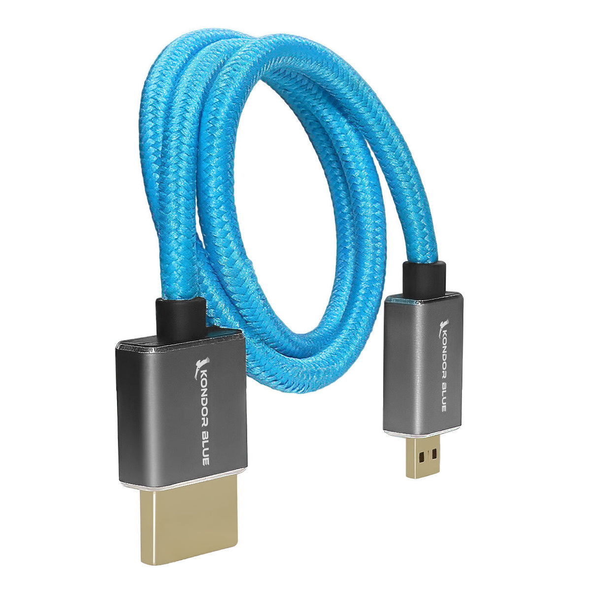 Kondor Blue Micro HDMI to Full HDMI 16" Straight Cable Braided